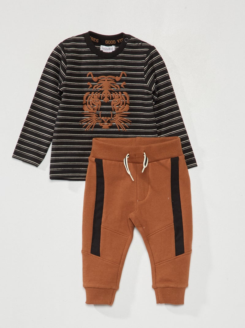 Conjunto t-shirt + calças  - 2 peças MARROM - Kiabi