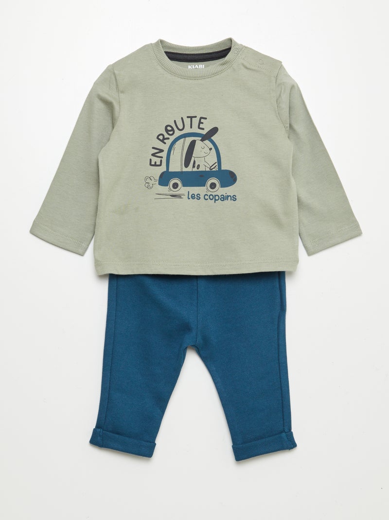 Conjunto t-shirt + calças - 2 peças VERDE - Kiabi