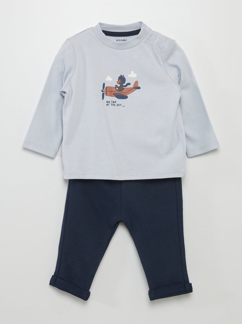 Conjunto t-shirt + calças com estampado AZUL - Kiabi