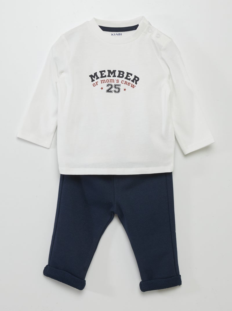 Conjunto t-shirt + calças com estampado BRANCO - Kiabi