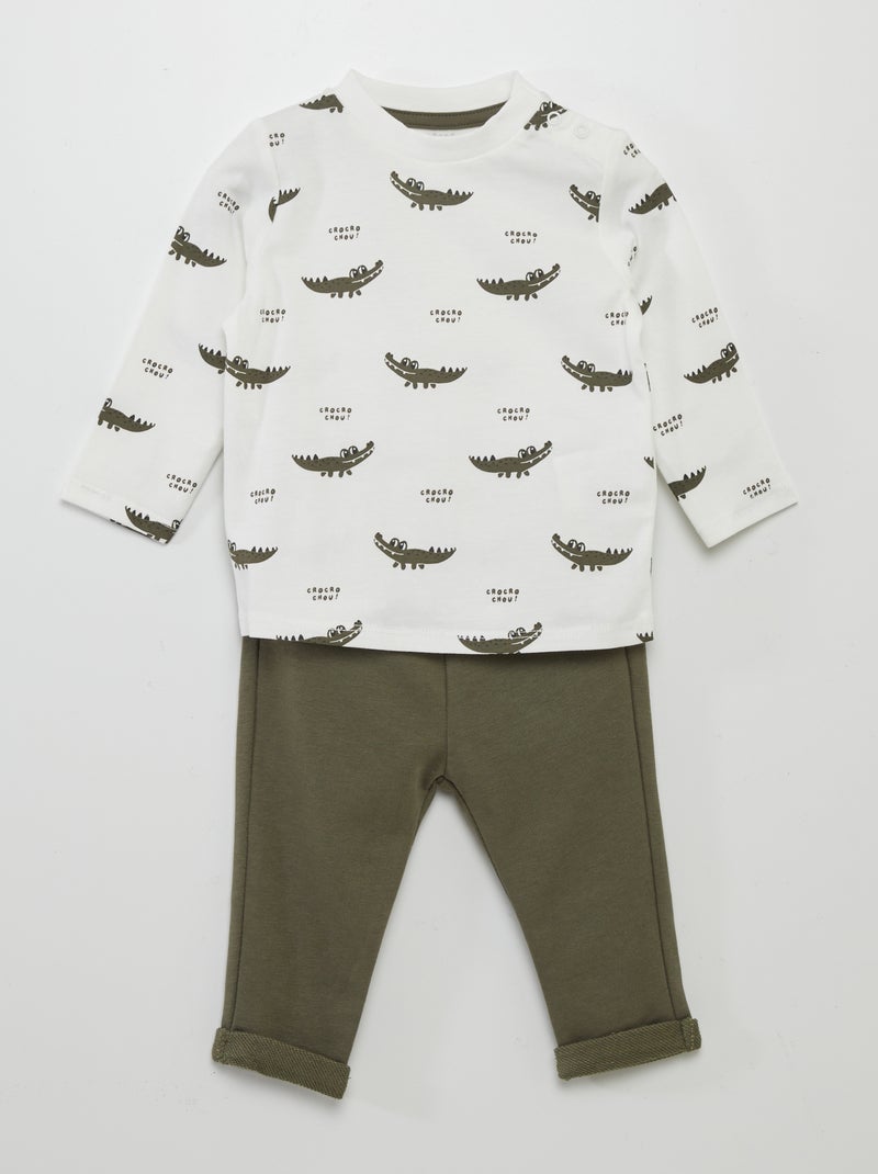 Conjunto t-shirt + calças com estampado BRANCO - Kiabi