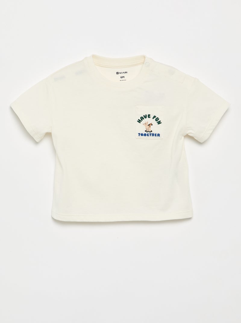 Conjunto t-shirt + calças de ganga - 2 peças Branco - Kiabi
