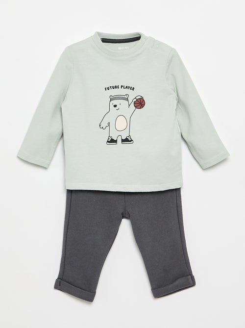 Conjunto t-shirt + Calças de jogging - 2 peças - Kiabi