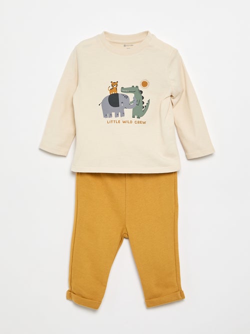 Conjunto t-shirt + Calças de jogging - 2 peças - Kiabi