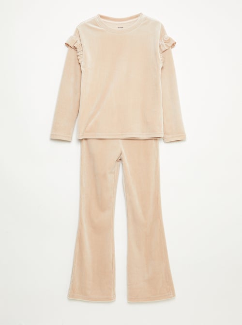 Conjunto t-shirt + calças de veludo - 2 peças - Kiabi