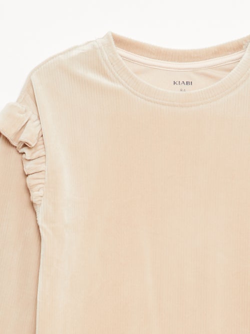 Conjunto t-shirt + calças de veludo - 2 peças - Kiabi