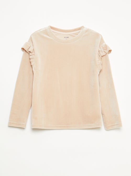 Conjunto t-shirt + calças de veludo - 2 peças - Kiabi