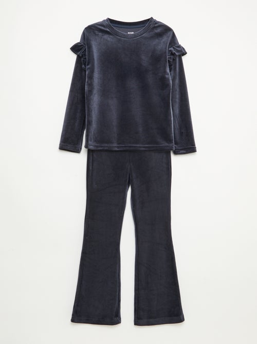 Conjunto t-shirt + calças de veludo - 2 peças - Kiabi
