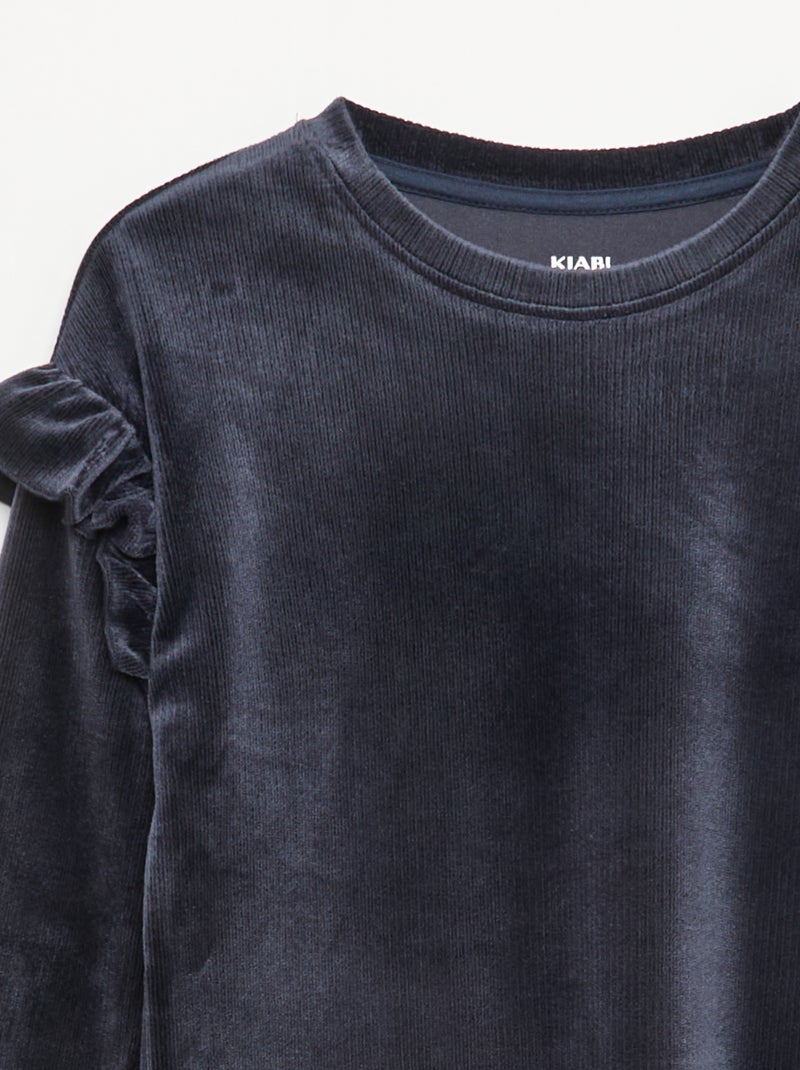 Conjunto t-shirt + calças de veludo - 2 peças Preto - Kiabi