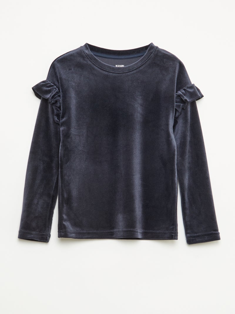 Conjunto t-shirt + calças de veludo - 2 peças Preto - Kiabi