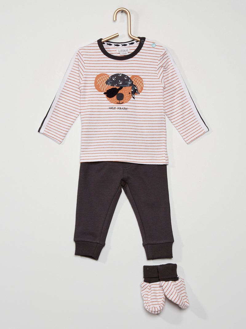 Conjunto t-shirt + calças + pantufas 'pirata' BEGE - Kiabi