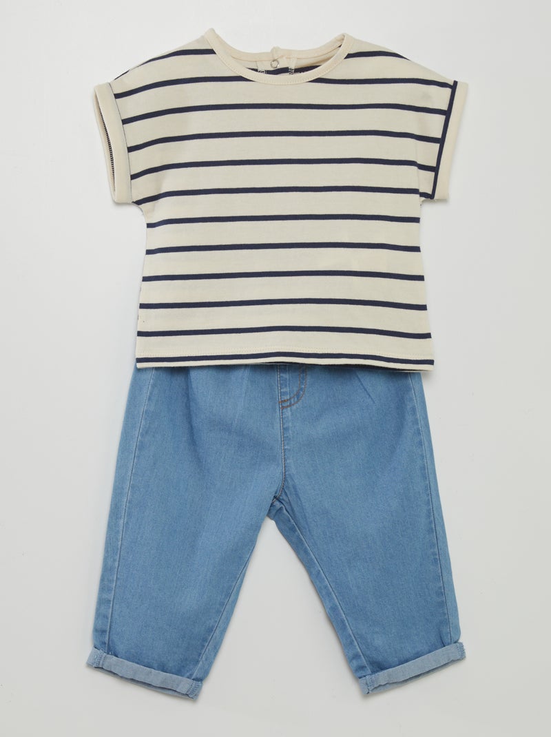 Conjunto t-shirt + calças paperbag BRANCO - Kiabi