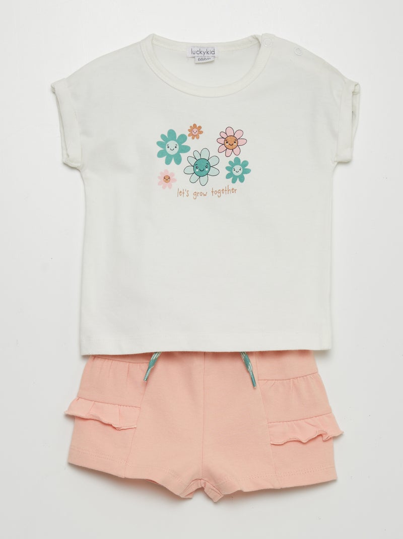 Conjunto t-shirt + calções  - 2 peças BRANCO - Kiabi