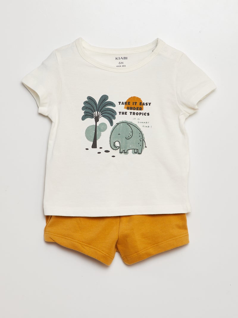 Conjunto t-shirt + calções  - 2 peças BRANCO - Kiabi