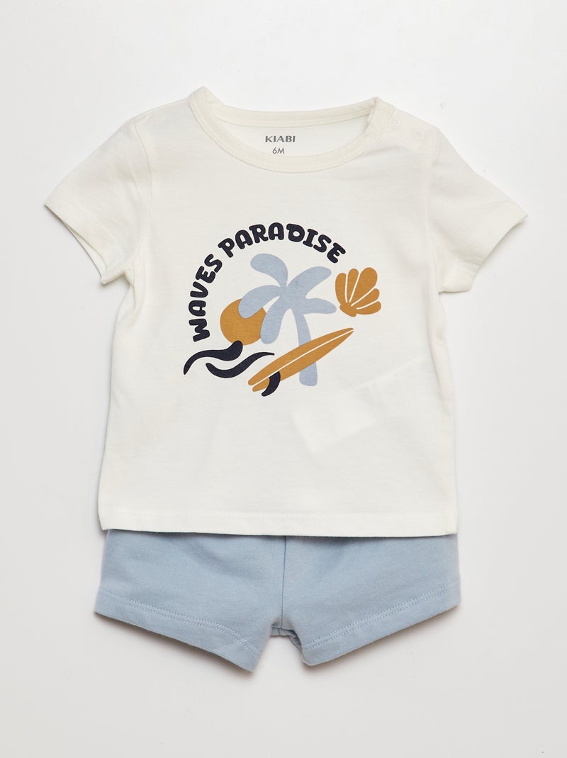 Conjunto t-shirt + calções  - 2 peças BRANCO - Kiabi