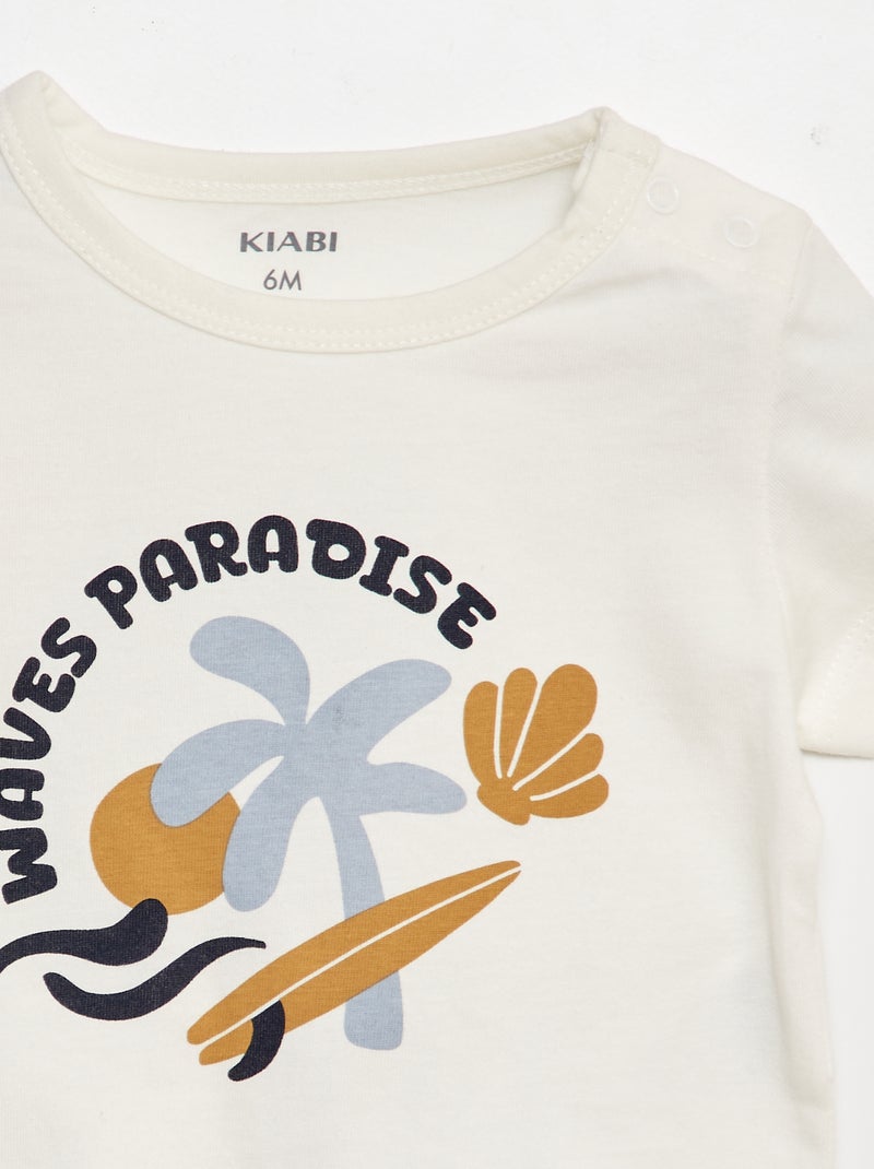 Conjunto t-shirt + calções  - 2 peças BRANCO - Kiabi