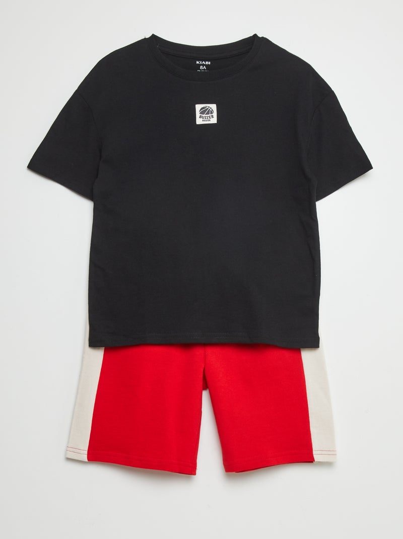 Conjunto t-shirt + calções  - 2 peças PRETO - Kiabi