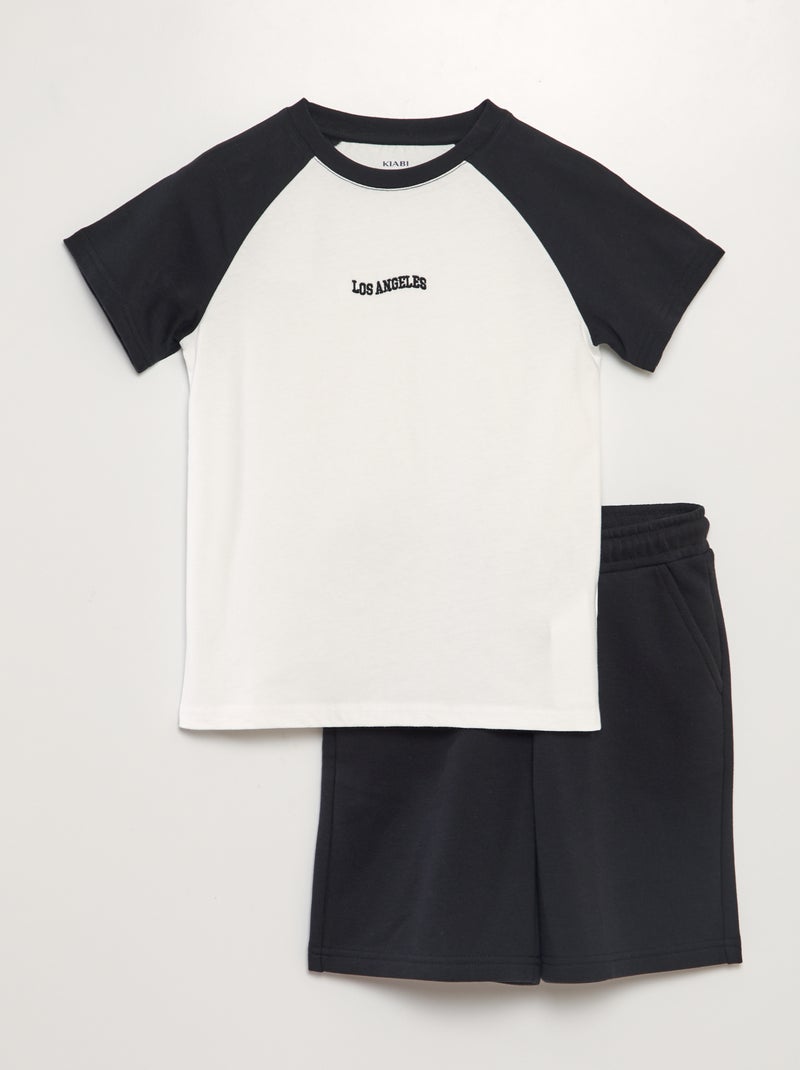 Conjunto t-shirt + calções - 2 peças PRETO - Kiabi