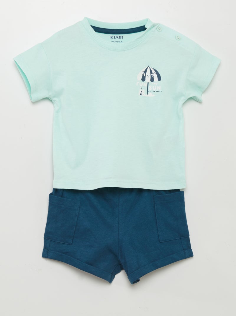 Conjunto t-shirt + calções AZUL - Kiabi
