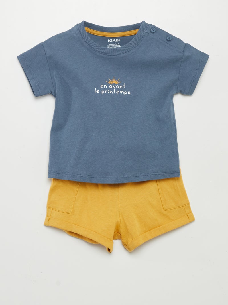 Conjunto t-shirt + calções AZUL - Kiabi
