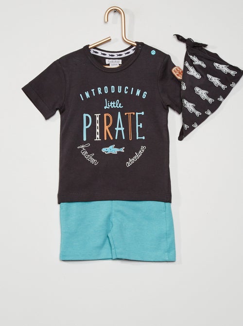 Conjunto t-shirt + calções + bandana - Kiabi