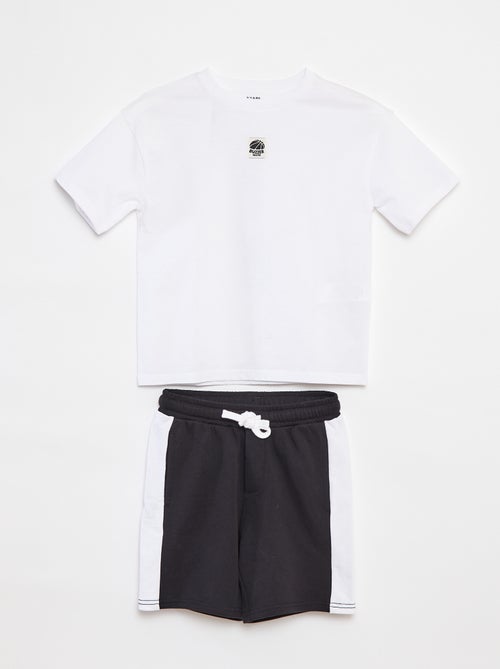 Conjunto t-shirt + calções bicolores - 2 peças - Kiabi