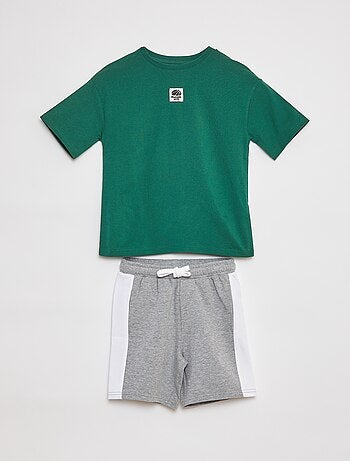 Conjunto t-shirt + calções bicolores - 2 peças