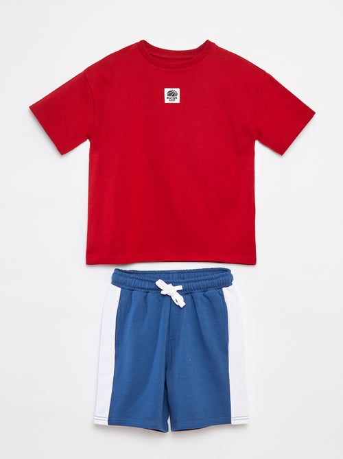 Conjunto t-shirt + calções bicolores - 2 peças - Kiabi