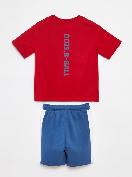 Conjunto t-shirt + calções bicolores - 2 peças - Kiabi