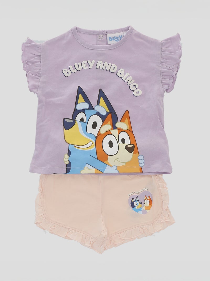 Conjunto t-shirt + calções 'Bluey'  - 2 peças VIOLETA - Kiabi