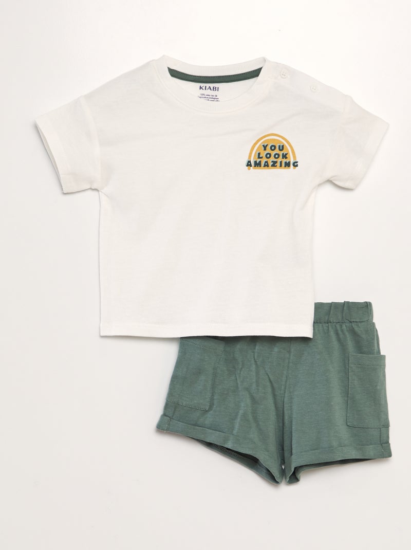 Conjunto t-shirt + calções BRANCO - Kiabi