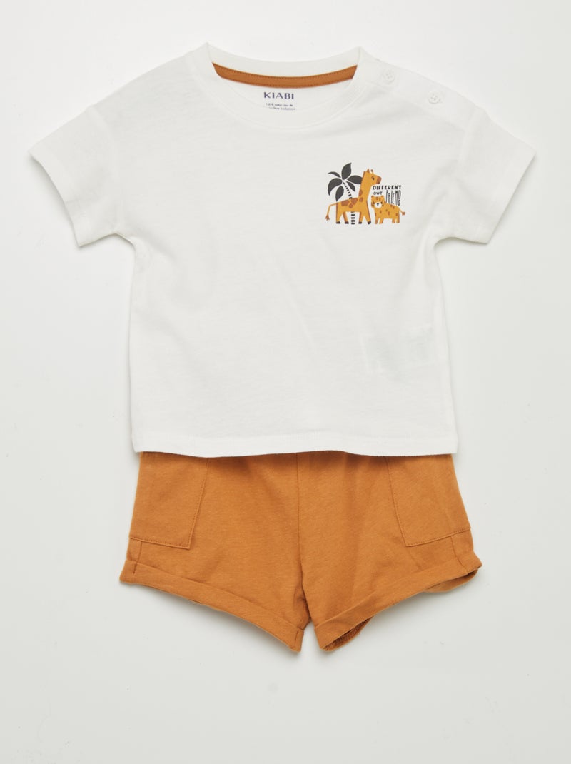 Conjunto t-shirt + calções BRANCO - Kiabi