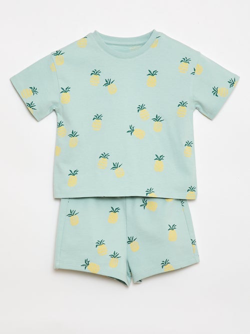 Conjunto t-shirt + calções com padrão - 2 peças - Kiabi
