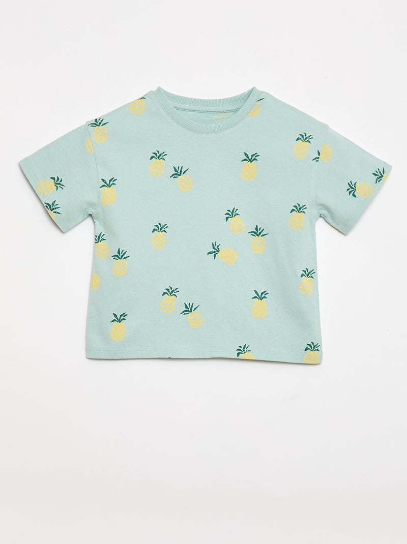 Conjunto t-shirt + calções com padrão - 2 peças Azul - Kiabi
