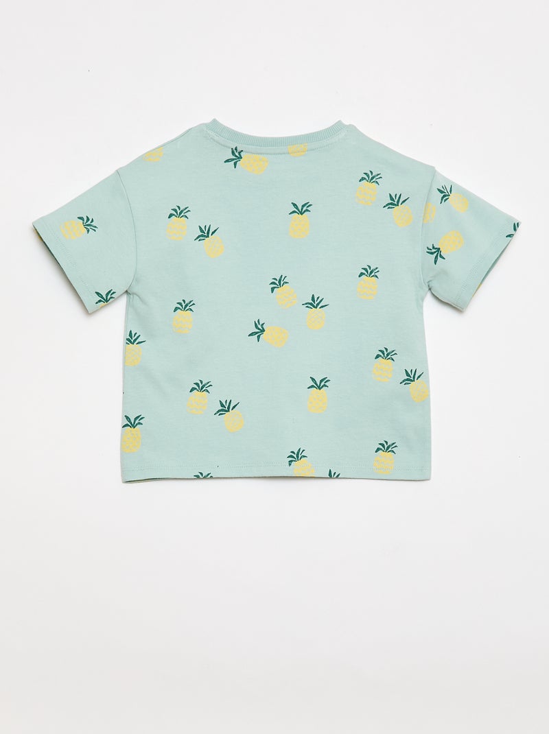 Conjunto t-shirt + calções com padrão - 2 peças Azul - Kiabi