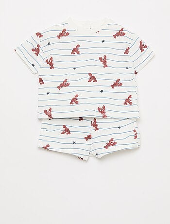 Conjunto t-shirt + calções com padrão - 2 peças