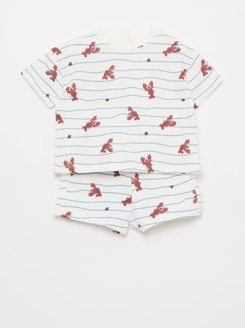 Conjunto t-shirt + calções com padrão - 2 peças - Kiabi