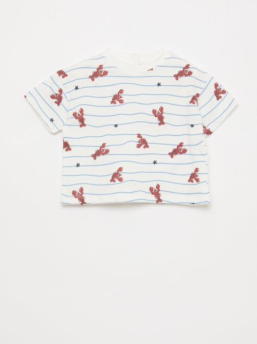 Conjunto t-shirt + calções com padrão - 2 peças - Kiabi