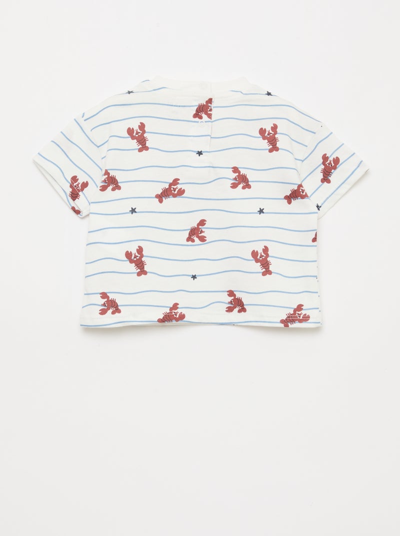 Conjunto t-shirt + calções com padrão - 2 peças Bege - Kiabi