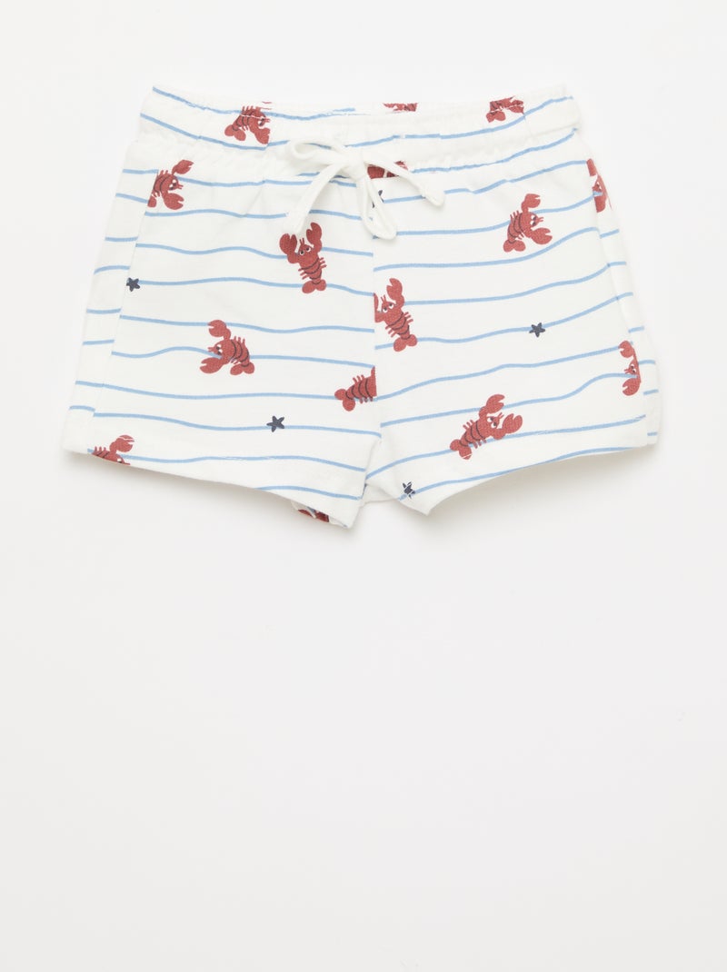 Conjunto t-shirt + calções com padrão - 2 peças Bege - Kiabi