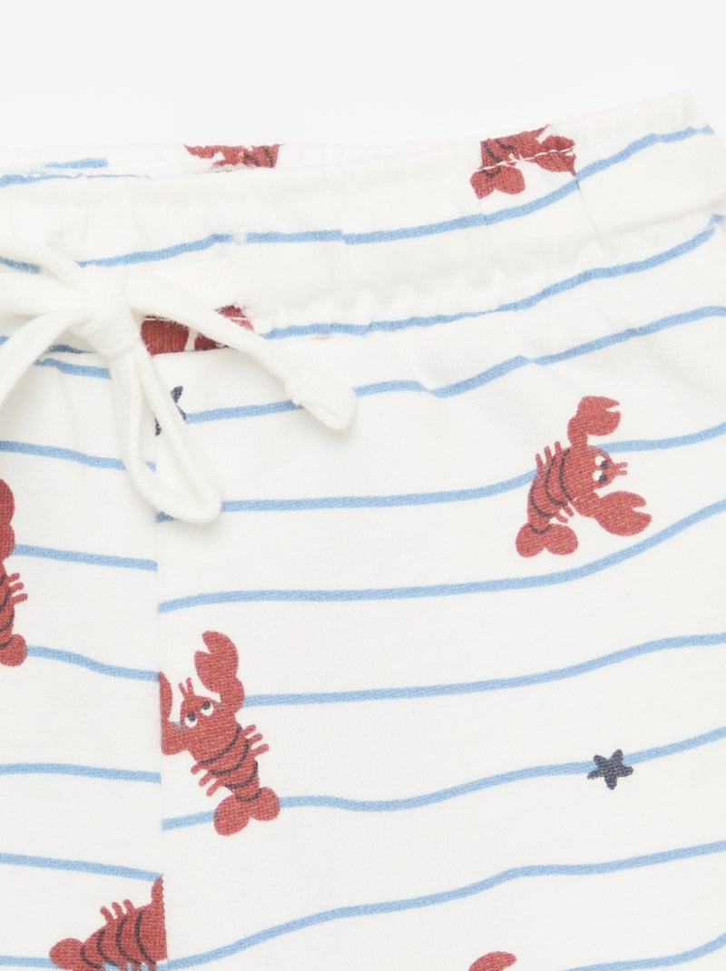 Conjunto t-shirt + calções com padrão - 2 peças Bege - Kiabi