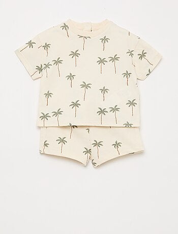 Conjunto t-shirt + calções com padrão - 2 peças