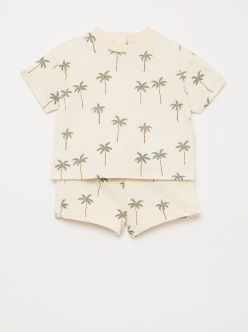 Conjunto t-shirt + calções com padrão - 2 peças - Kiabi