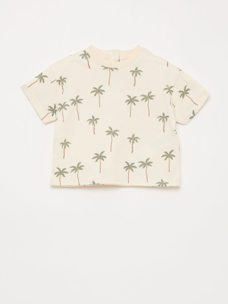 Conjunto t-shirt + calções com padrão - 2 peças Branco - Kiabi
