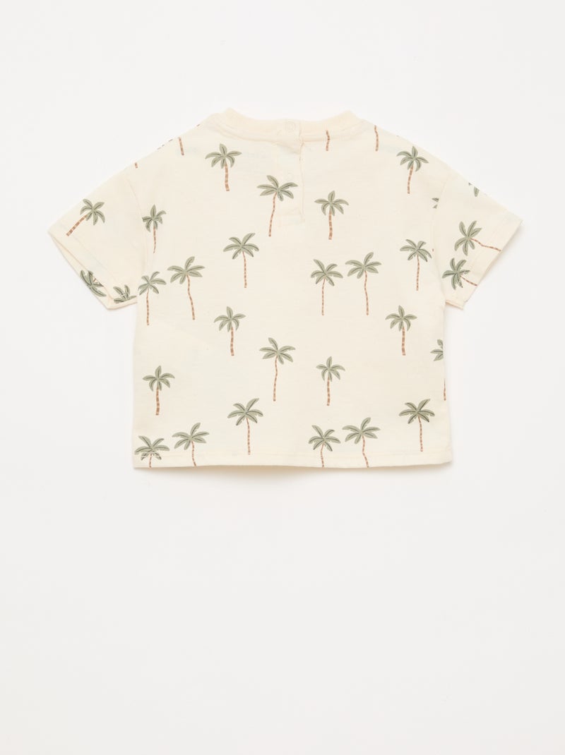 Conjunto t-shirt + calções com padrão - 2 peças Branco - Kiabi