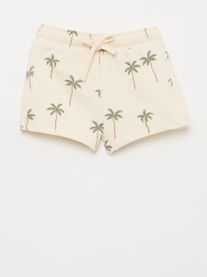 Conjunto t-shirt + calções com padrão - 2 peças Branco - Kiabi