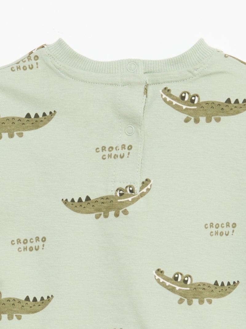 Conjunto t-shirt + calções com padrão - 2 peças Verde - Kiabi