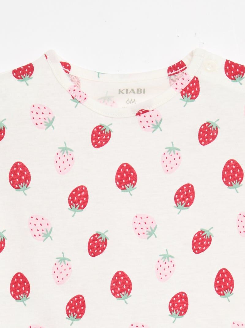 Conjunto t-shirt + calções com padrão integral Branco - Kiabi