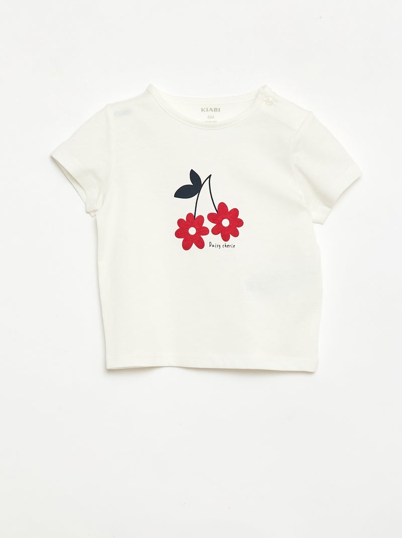 Conjunto t-shirt + calções com padrão integral Branco - Kiabi