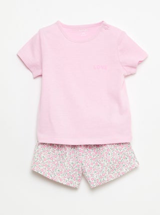 Conjunto t-shirt + calções com padrão integral